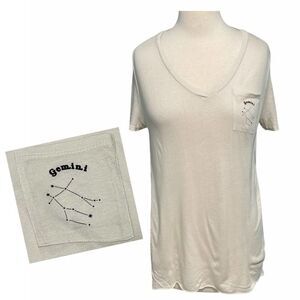 Michelle By Comune Zodiac Gemini Short‎ Sleeve T-Shirt Tee Shirt Clay Cream XS